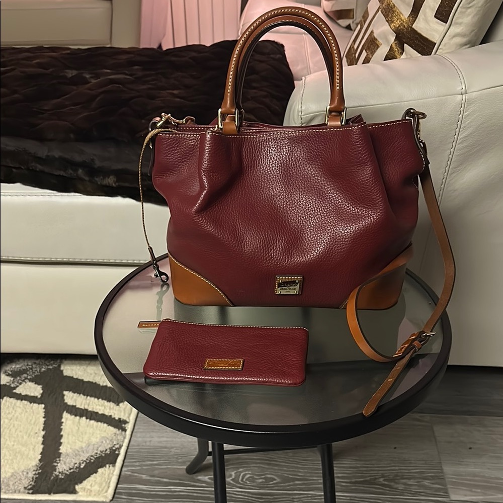 Dooney & Burke Burgundy Leather Tote Bag